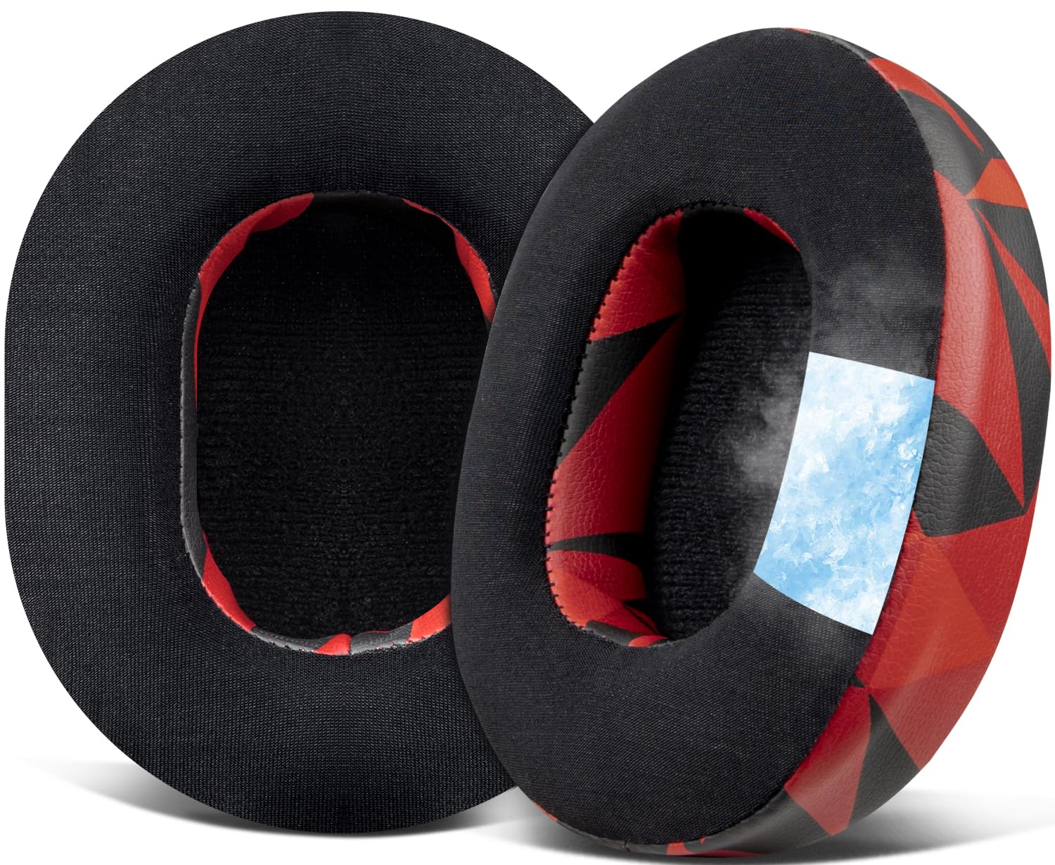 SOULWIT Cooling-Gel Replacement Earpads for Skullcandy Hesh 3/ANC/Evo & Crusher Wireless/ANC/Evo & Venue ANC Over-Ear Headphones, Ear Pads Cushions with Ice Silk Fabric - Red Storm