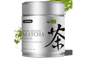 Chaism Ceremonial Grade Matcha Green Tea Powder - Premium First Harvest USDA Organic Gluten-Free Vegan, 100% Pure Unsweetened No Additives, 1.76oz Tin