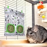 UPINS 3 Hay Bag for Rabbits 2-Hole Hanging Hay Feeder (Dark Color) view 5