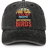 InnoBeta Bird Watching Gifts, Bird Watcher Gifts, Birds Watchers Hat, Vintage Adjustable Embroidered Washed Cotton Hat, Easily Distracted by Birds