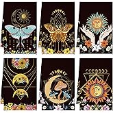 Boyiee Set of 6 Witchy Kitchen Towels Boho Tea Towels Absorbent Mushroom Floral Dish Towels 24 x 16'' Gothic Dish Towels Sun Moon Star Butterfly Hand Towels Gifts for Farmhouse Kitchen Bathroom