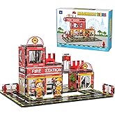 AFUNX Magnetic Tiles, 50PCS Fire Station Theme Building Blocks Set, Magnet Building Blocks and STEM Preschool Toys for Toddlers Kids Ages 3-5 5-7 8-10