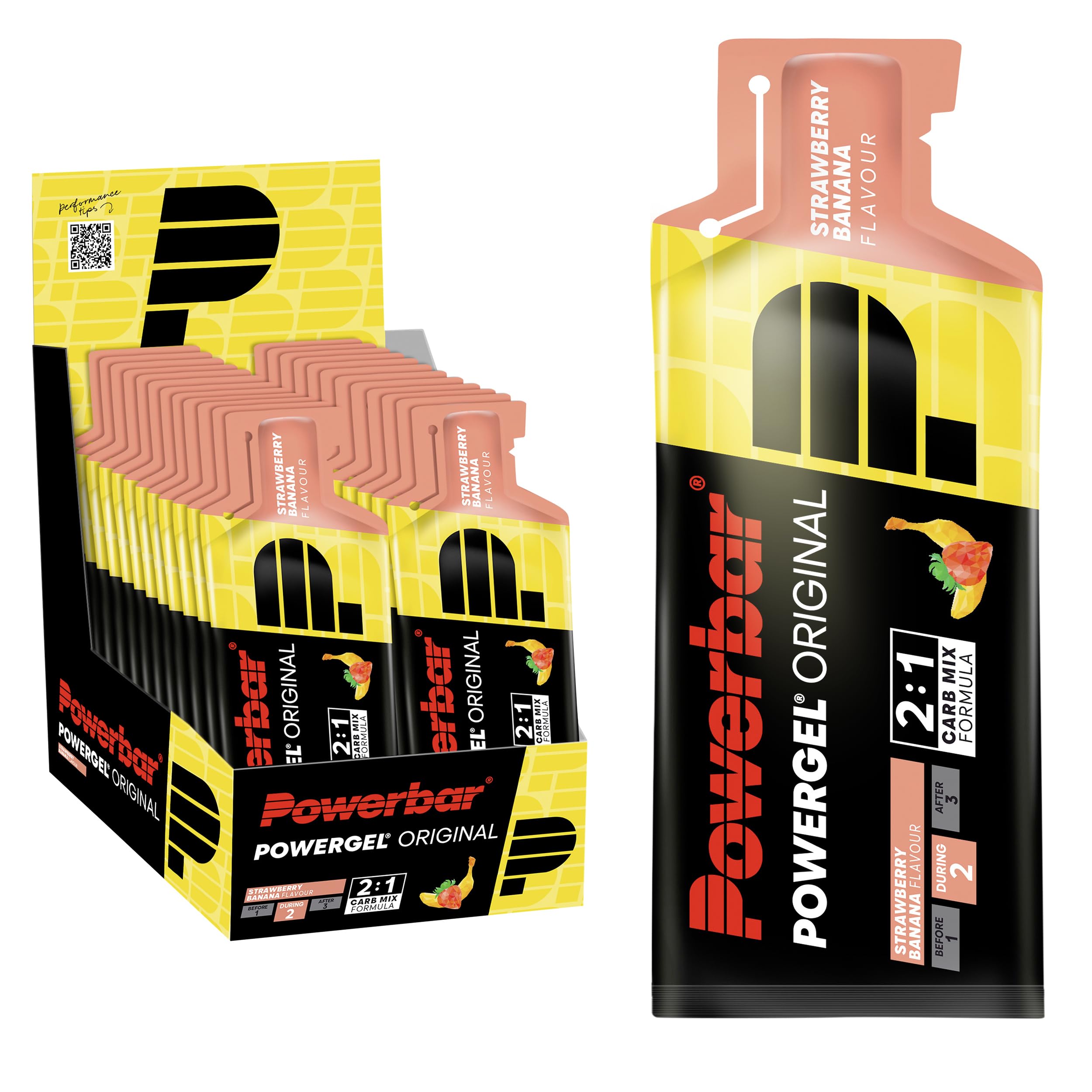 Powerbar - PowerGel Original - Strawberry-Banana - 24x41g - High Carb Energy Gel - Sodium - caffeine-free