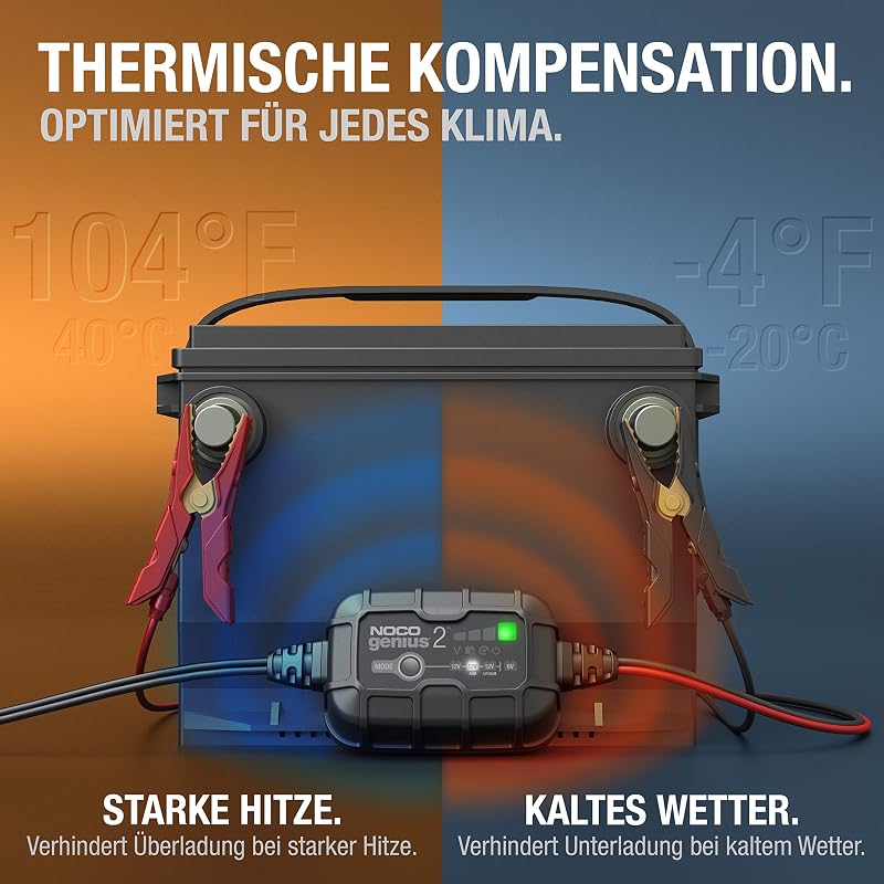 GENIUS2 2A 6V/12V Autobatterie-Ladegerät & Erhaltungsladegerät