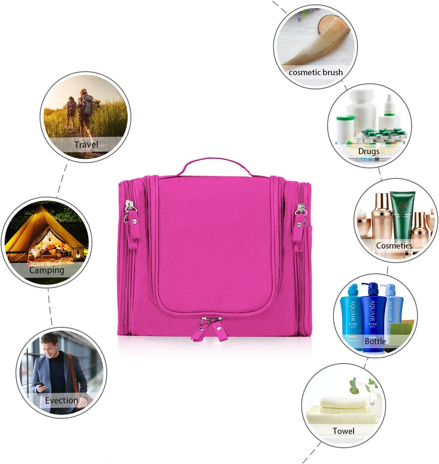 Hanging Travel Toiletry Bag, Cosmetic Kit Bags, Waterproof Shower Organizer, Large Makeup Storage Bag, Family Grooming Kit - Image 5