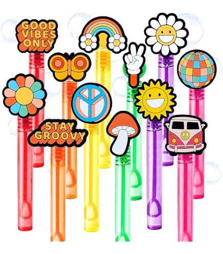 Honoson 122 Pcs Groovy Retro Hippie Party Favors Include Mini Notepads Pencils Badges Sharpeners Paper Glasses Stickers And Plastic Bags For Kids