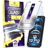 Defenslim for iPhone 12 &amp; 12 PRO Screen Protector (2Pack), Easy Auto-Dust &amp; Align Install Kit, 6.1" Tempered Glass, 9H Hardness, Ultra HD Clear, Case Friendly, WonderShield