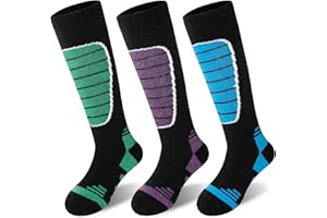 Eyean Kids Merino Wool Ski Socks Knee high Winter Thick Warm Thermal Hiking Snowboarding Boys Girls Socks 3 Pairs