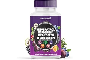 SUPERFOOD MD Resveratrol Berberine Grape Seed Extract Quercetin - Polyphenol Supplement with Noni Extract, N-Acetyl Cysteine, Acai Extract - Made in The USA - 60 Capsules