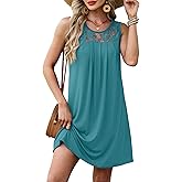 BKRIVE Summer Dresses for Women Beach Cover Up Sleeveless Lace Crewneck Sundress (S-3XL)