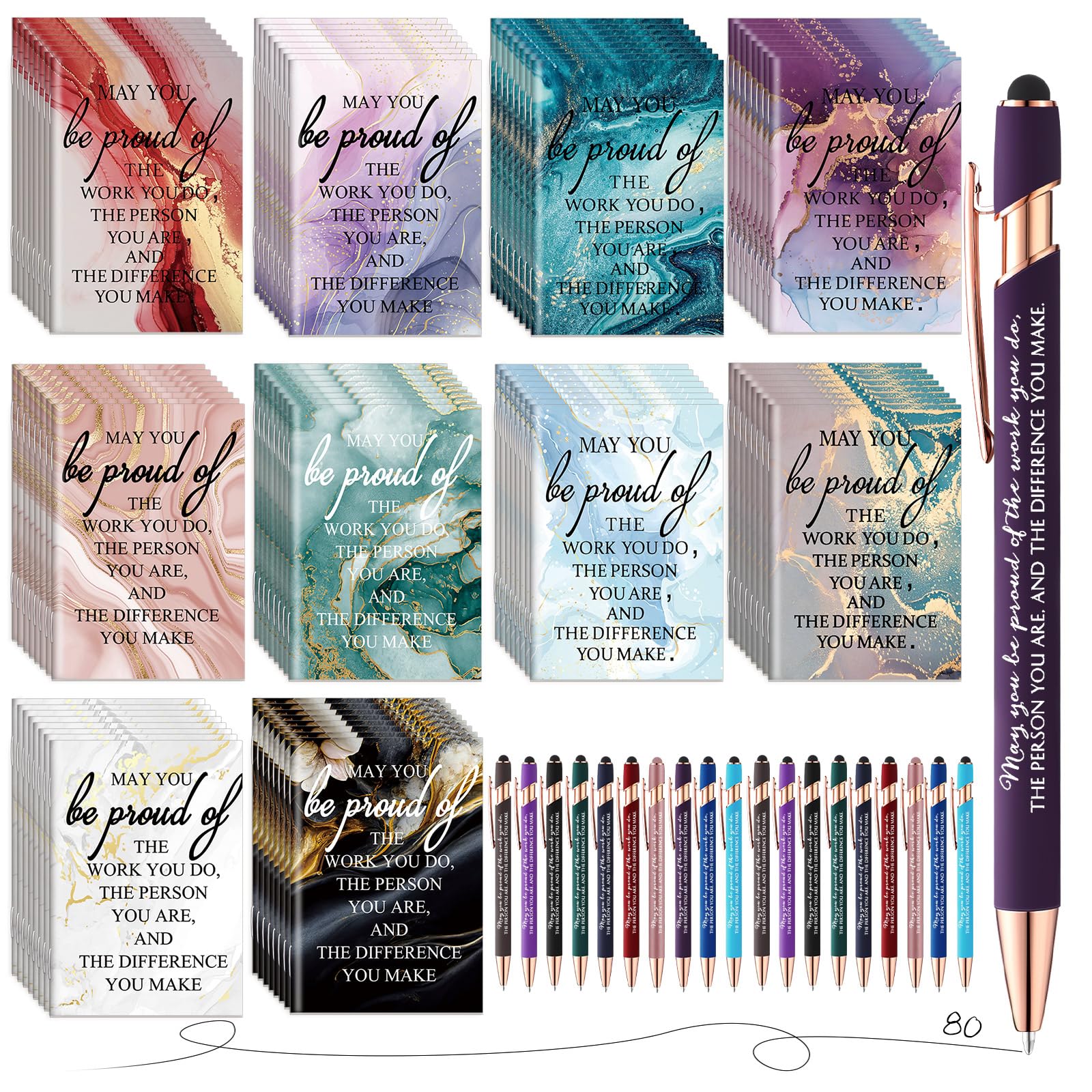 Photo 1 of Fuutreo 160 Pcs Employee Appreciation Gifts Inspirational Notebooks Thank You Ballpoint Pens Bulk Motivational Journals Notepads for Coworker Team Teacher Nurse Medical Assistant