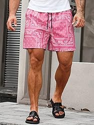 DIOTSR Mens Paisley Casual Shorts Retro Graphic