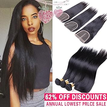 Amazon Com Unprocessed Virgin Brazilian Hair Straight 3 Bundles