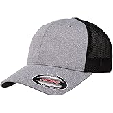 Flexfit Men's 110 Mesh Trucker Hat, Heather Grey/Black, One Size