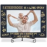 Mueddur Dad Photo Frame, Fatherhood Is A Love Story Wooden Photo Frame, Daddy And Me Picture Frame With Iron Stand, Fathers Day Birthday Christmas Gifts For Dad From Daughter Son, 23