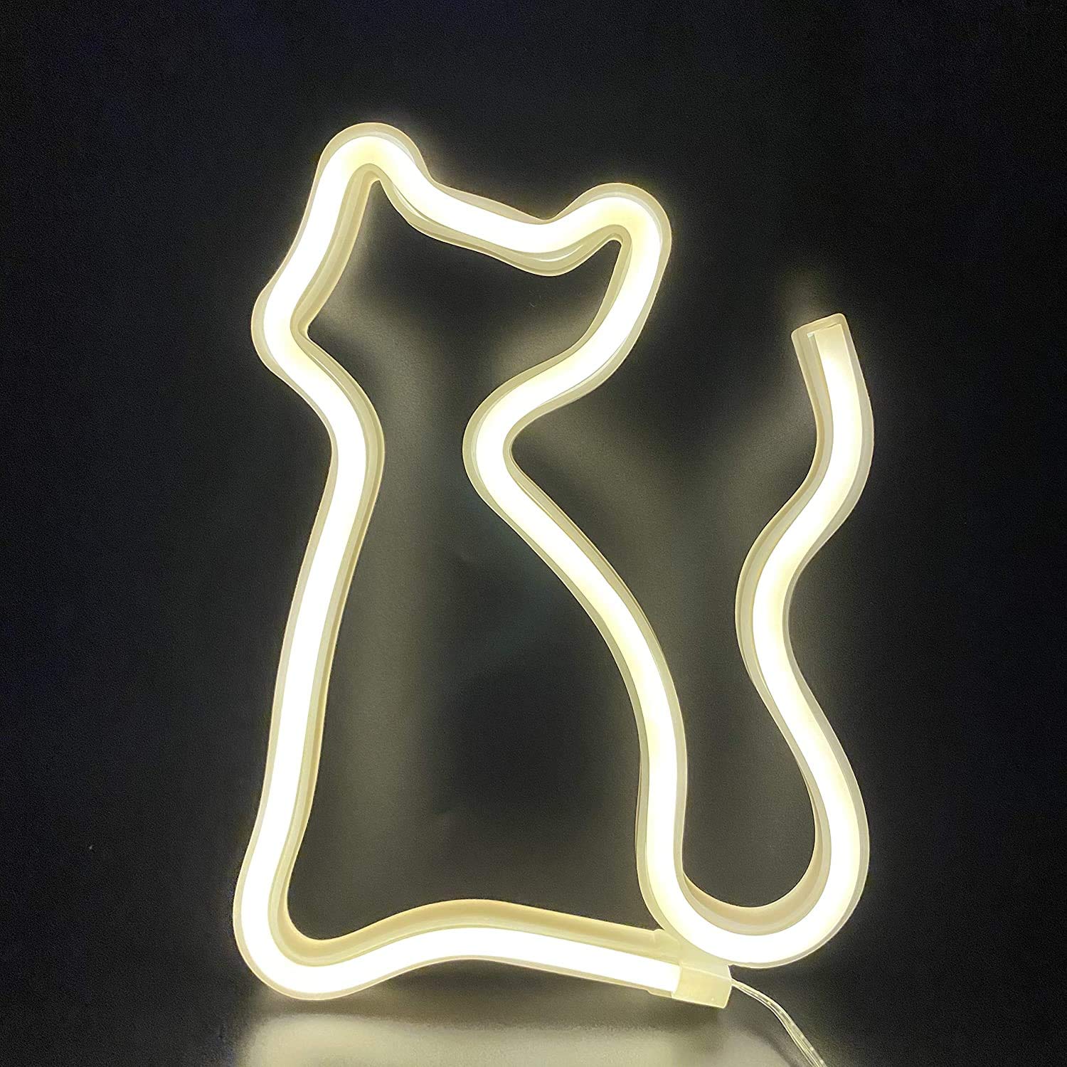 Neon Light Cat Shaped Neon Sign LED Night Lamp for Home Bedroom Wall Decoration Party Supplies, Cool Christmas Birthday Gift for Children Kids