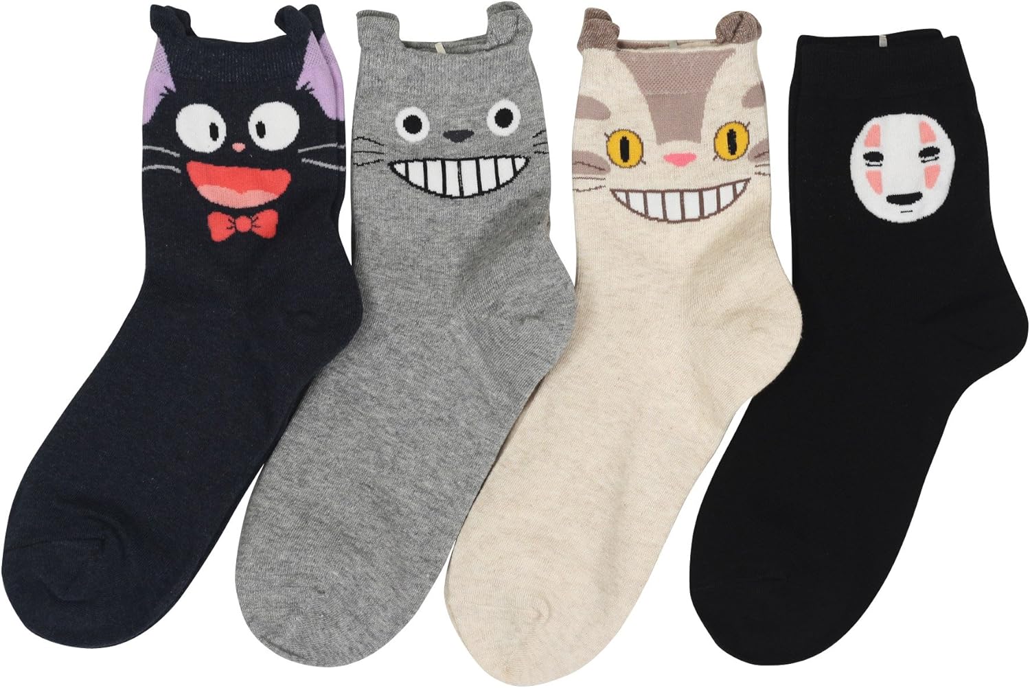 Women's Cool Animal Crazy Socks (Ghibli Monster 4 Pairs)