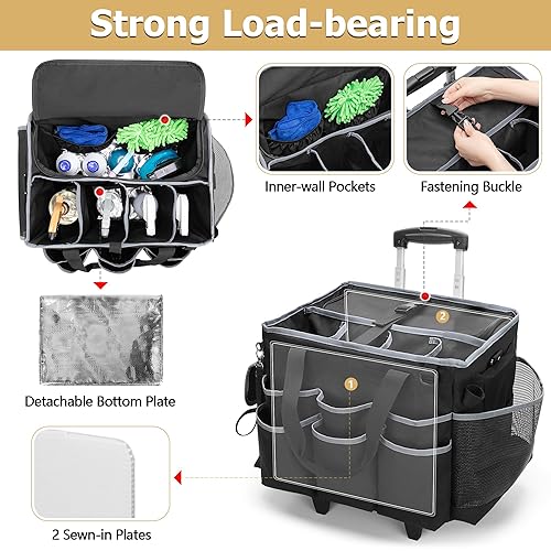 Large Rolling Cleaning Caddy Bag With Wheels, With - View #5