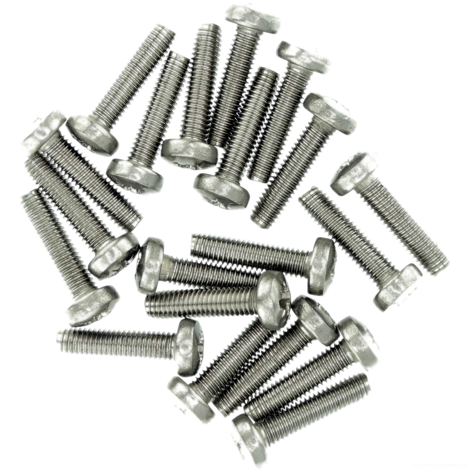 M4 (4mm x 25mm) Pozi Pan Thread Rolling Screw - Stainless Steel (A2) (Pack of 20)