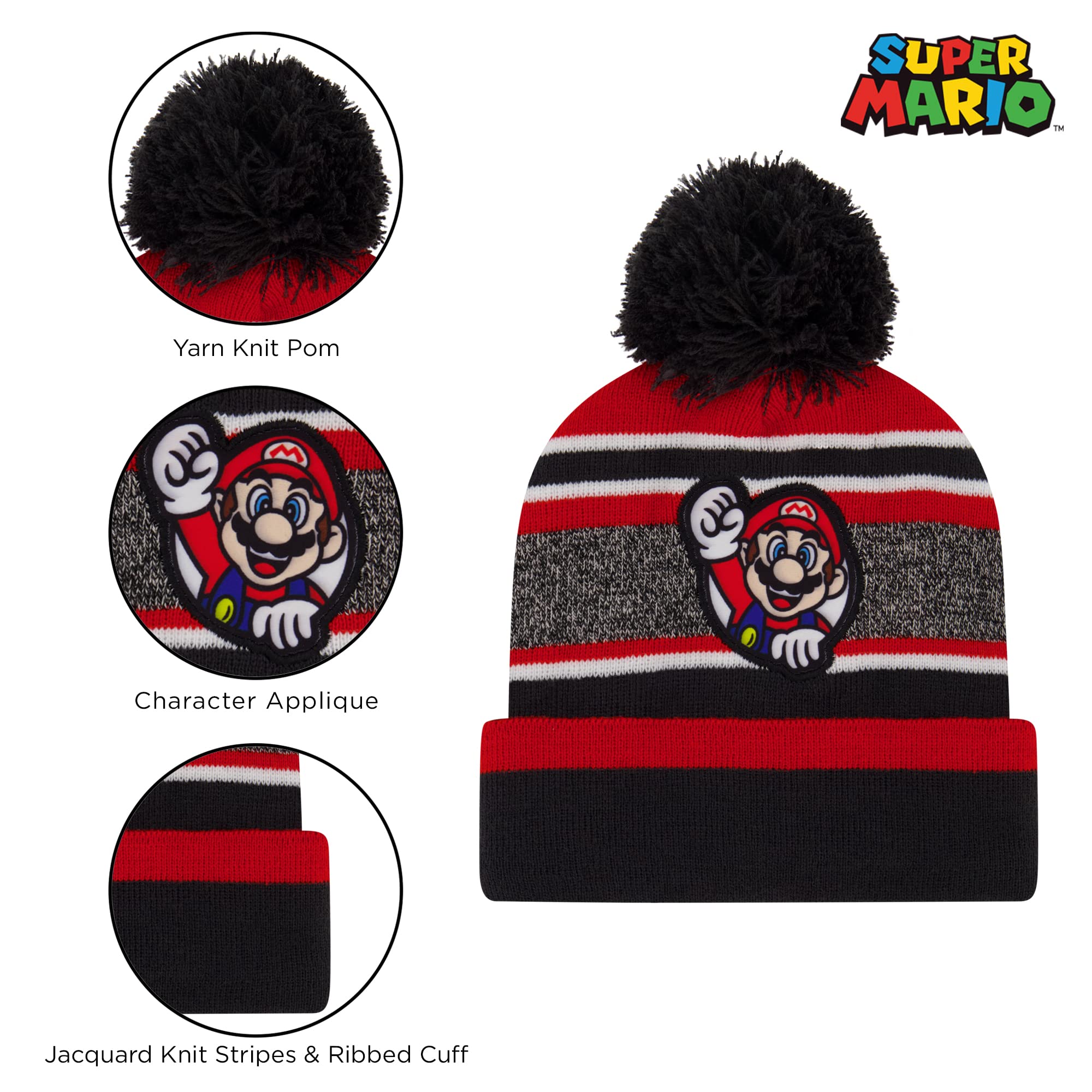 Nintendo Mario Scarf, Hat and Gloves Set for Little Boys