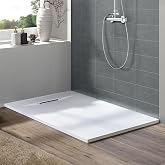 70'' L x 36'' W Shower Base with Drain Cover, White SMC Shower Tray For Bathroom, Waterproof Leakproof Modern Shower Pan