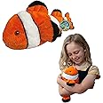 EcoBuddiez - Clown Fish from Deluxebase. 12-inch Sustainable Plush Animal from Recycled Materials, Eco-Friendly Soft Stuffed Toy, Child-Safe Gift with Embroidered Eyes.