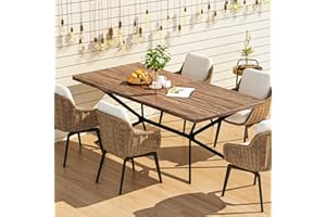 AWQM Mid Century Modern Dining Table 70.8 Inch, 6-8 Person Rectangular Kitchen Table with X-Shaped Metal Legs, Wooden Surface Coffee Tables for Living Room, Dining Room, Breakfast Nook (Rustic Brown)