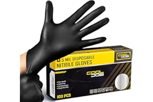 COOLJOB 5 Mil Black Disposable Nitrile Gloves for Men, Heavy-Duty for Household Cleaning, Cooking, Working, Powder Free, S-XL