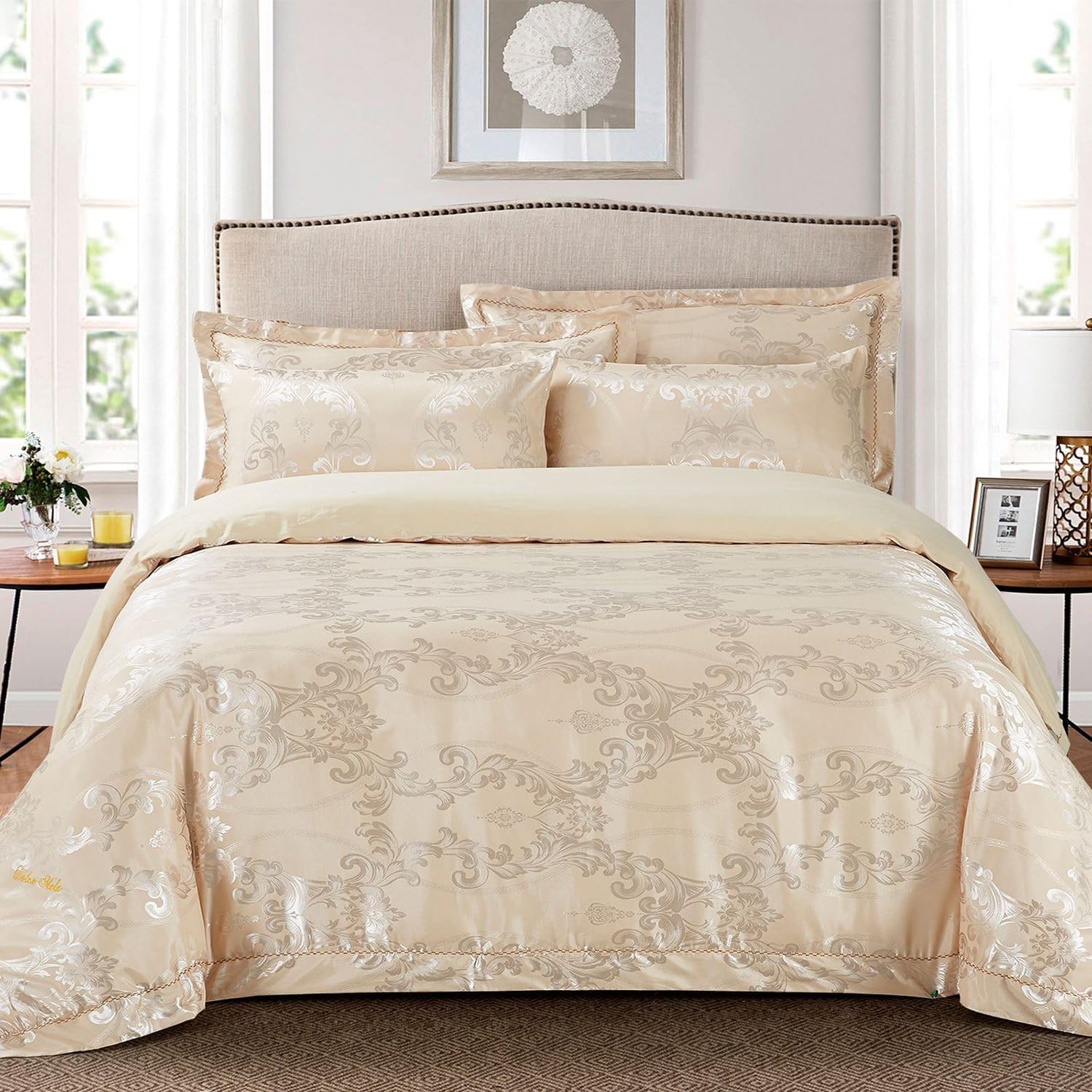 DM507Q Dolce Mela Bedding - Rimini, Luxury Jacquard Queen Size Duvet Cover Set