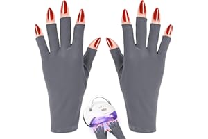RAYOCON Uv-Gloves-for-Nail Lamp,UPF50+ UV Protection Gloves for Manicures,Fingerless Gloves for Protecting Hands from Nails UV Light(Grey)