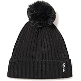Calvin Klein Womens Faux Fur Pom Winter Beanie with Velboa Fleece Lining