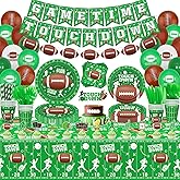 224 Pack Football Party Tableware Set Football Party Decorations Football Theme Party Supplies Sport Themed Birthday Rugby Party Supplies Include Plates Napkins Balloons Banner Tablecloth Servers 20