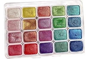 Watercolor Palette, Metallic Watercolor Paints 20 Colors Glitter Paint Professional Shimmer Paint Travel Sized Palette for Ar