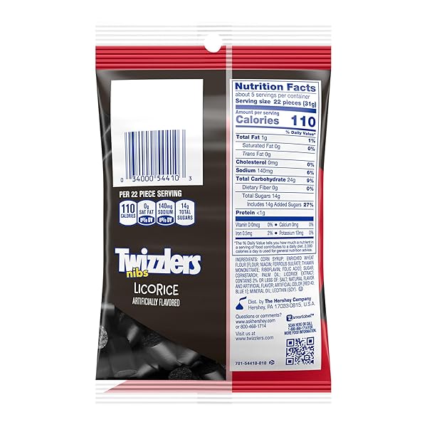 TWIZZLERS NIBS LICORICE CANDY BAGS, 6 OZ (12 COUNT)