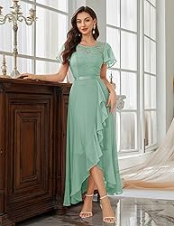 BeryLove Prom Dresses for Women Wedding Guest Ruffe