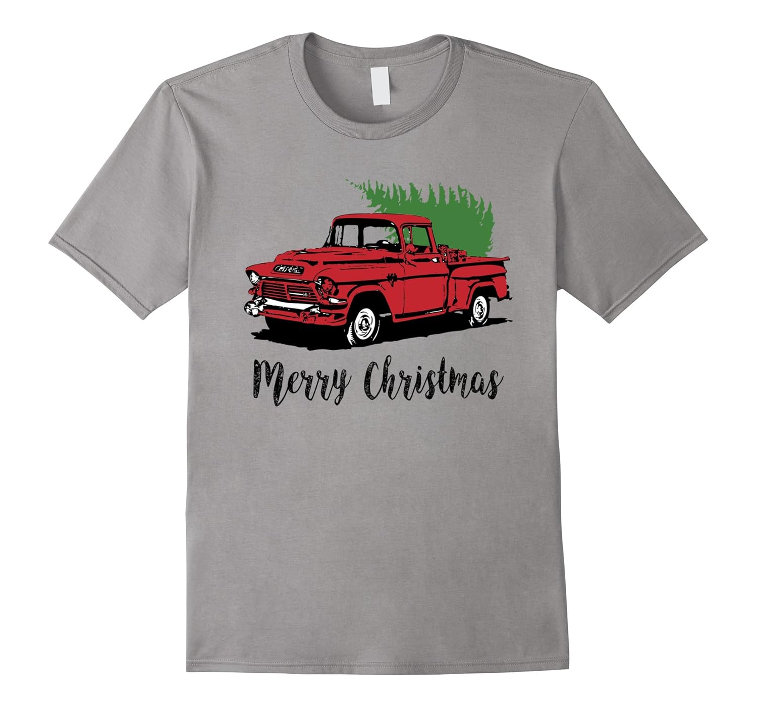 Merry Christmas Vintage Pickup Truck Tree Gift T-Shirt-ANZ