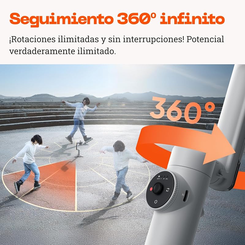 Pacote Padrão Flow Pro - Gimbal estabilizador de telemóvel alimentado por IA, rastreamento infinito a 360º, estabilização em 3 eixos, tripé incorporado, portátil e dobrável