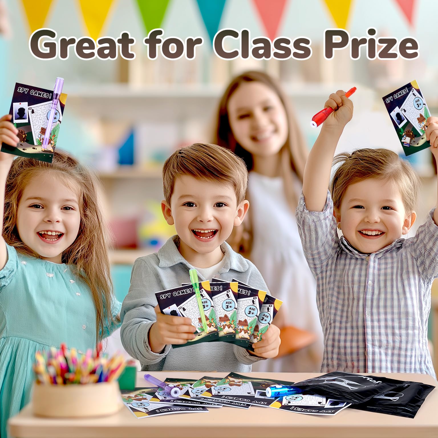 JoyCat 24 Pcs Invisible Ink Pens with UV Light for Kids with Notebooks,Spy Pen Magic Markers for Secret Message,Class Prizes for Students Bulk,Birthday Gift for Boys Girls