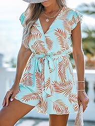 CUPSHE Women's Romper Tropical Flutter Sleeve Boho