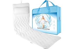BASIC CONCEPTS Full Body Bath Pillow, Bathroom Tub Thick Pillow for Neck and Back Support, Extra Thick Bathtub Cushion & Bathtub Pillow Headrest, Bathtub Accessories for Women Men, 22 Suction Cups