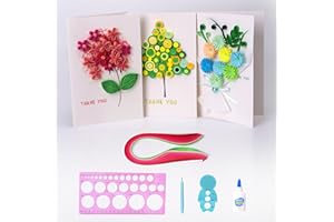 ACADOIT Greeting Cards Quilling Cards Kit with Tool- Fun Quilling Craft Kit Folded Cards and Matching Envelopes Thank You Card Art Crafts for Beginners (Floral-1)