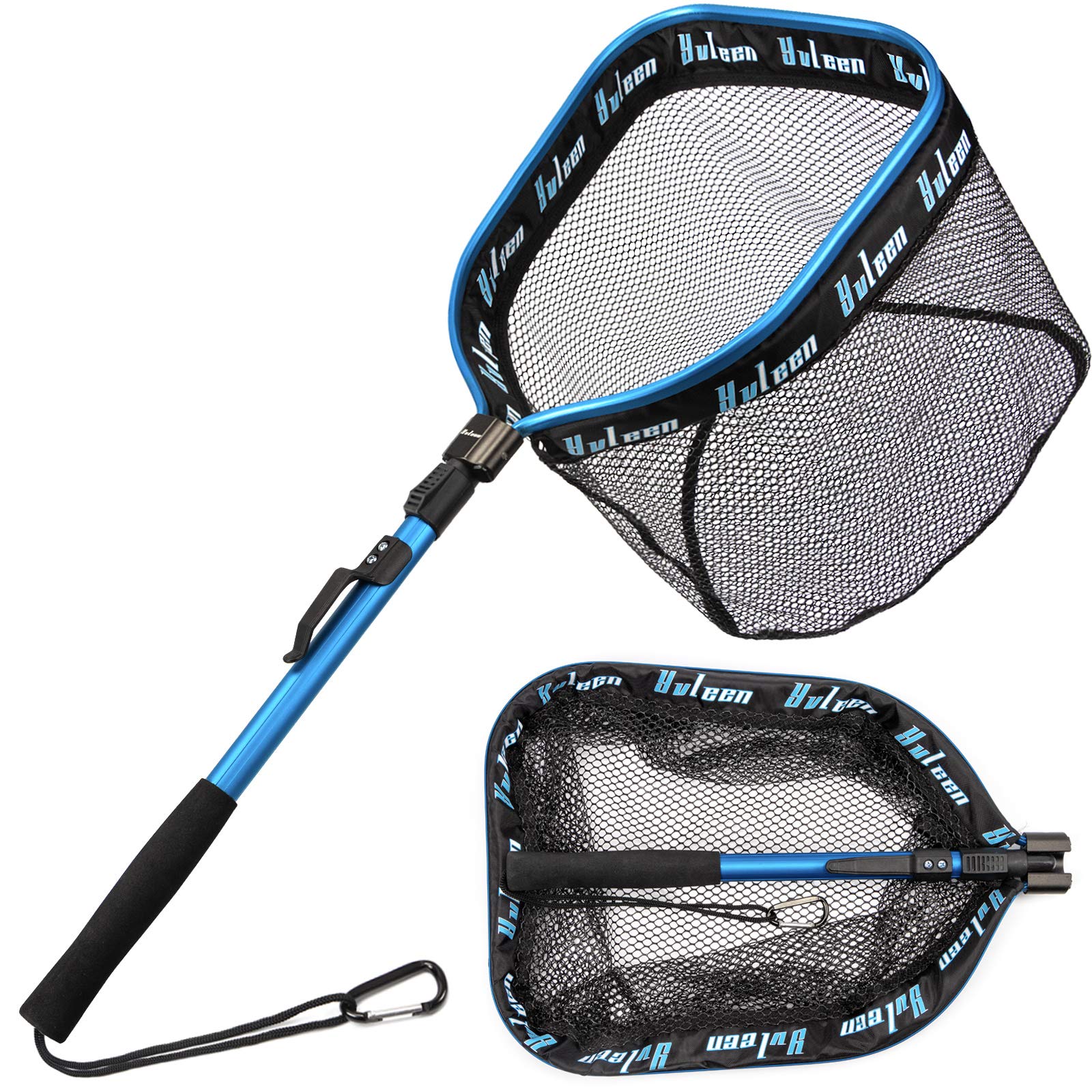 easy fishing net 27 Inch Foldable Floating Net, Tangle-Free Coated Landing with Fixed Handle, Portable Fish Landing Net for Ranger Boat, Kayak & Trout Salmon Bass Fishing, Fishing Gear Gifts for lightweight (0.82pounds) Easy Dip Nets Gator Foot Fish
