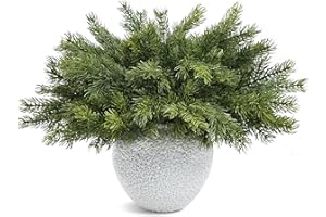 Artgar 12 Pcs Christmas Pine Branches – 18" Realistic Artificial Greenery Pine Stems - Real Touch Faux Cedar Picks for Vase, DIY Garland Wreath Home Indoor Outdoor Xmas Decorations
