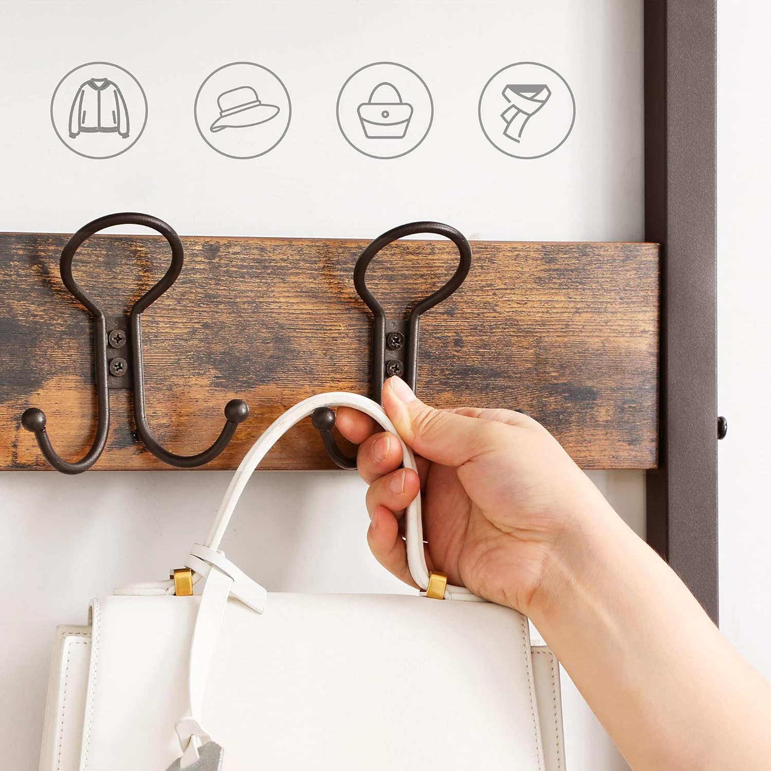VASAGLE Industrial Coat Rack, 3-in-1 Hall Tree, Entryway Shoe Bench Coat Stand, Storage Shelves Accent Furniture Metal Frame Large Size: Furniture & Decor