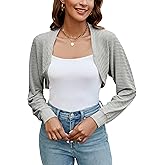 Ivicoer Women's Cardigan Bolero Shrugs for Evening Dress Long Sleeve Lightweight Cropped Open Front Casual Knit Top