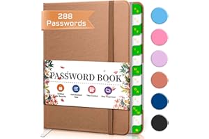 BLESWIN Password Book with Alphabetical Tabs, Password Book Small 6.1 * 4.7“, Internet Password Book for Website Logins, Mini Password Keeper Book for Seniors, Never Forget A Password Again, Brown