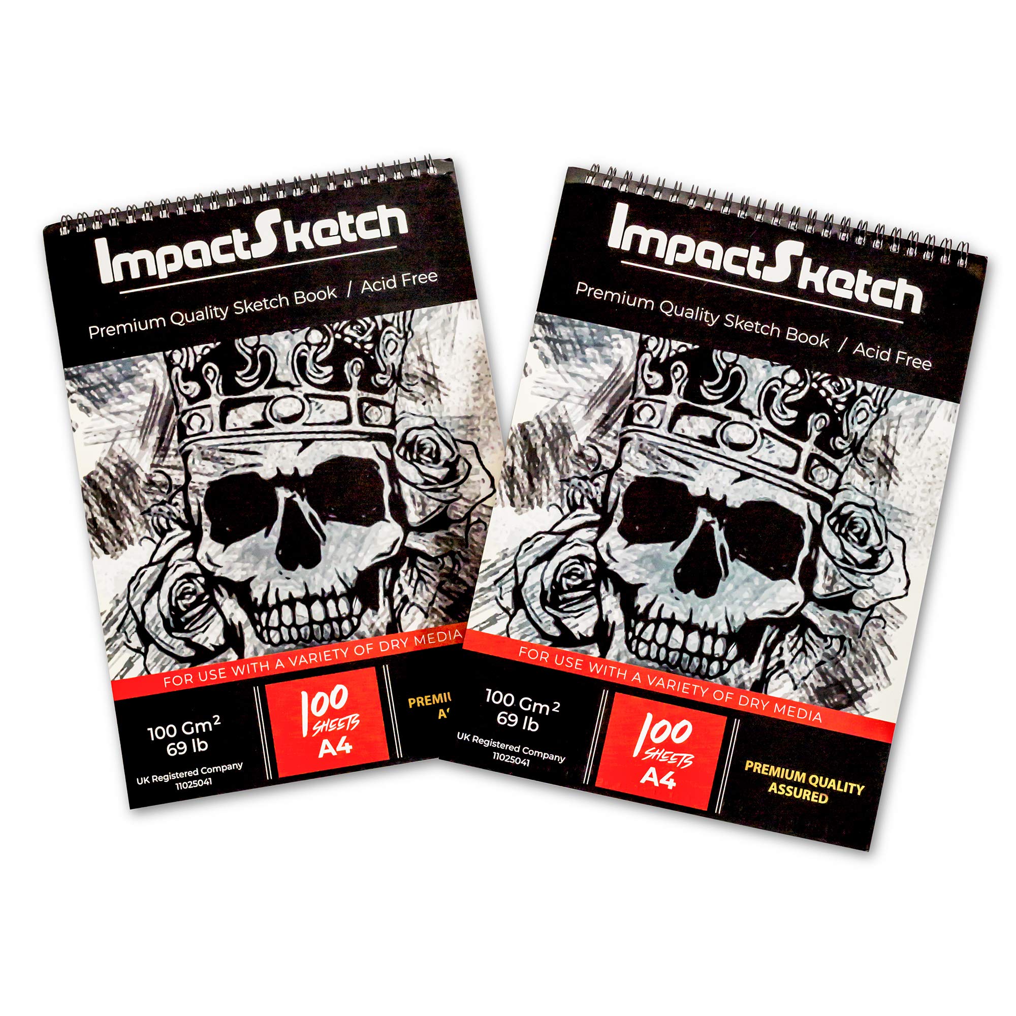 ImpactSketch Drawing Sketch Pad Set | Includes 2 x A4 100 Sheets Dry Media Sketchpad | Thickness 100GSM 69lb | Premium Quality Paper for Professional or Beginner Use (2 x A4)