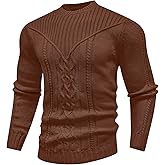 SAVKOOV Men's Pullover Long Sleeve Crewneck Knitted Sweater