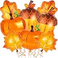 22 Pcs Fall Balloons Maple Leaves Balloons Autumn Theme Decorations With Maple Leaves Pumpkin Foil Balloons For Fall Theme Wedding Bridal Baby Shower Boys Girls Birthday Thanksging Day Party Decoration