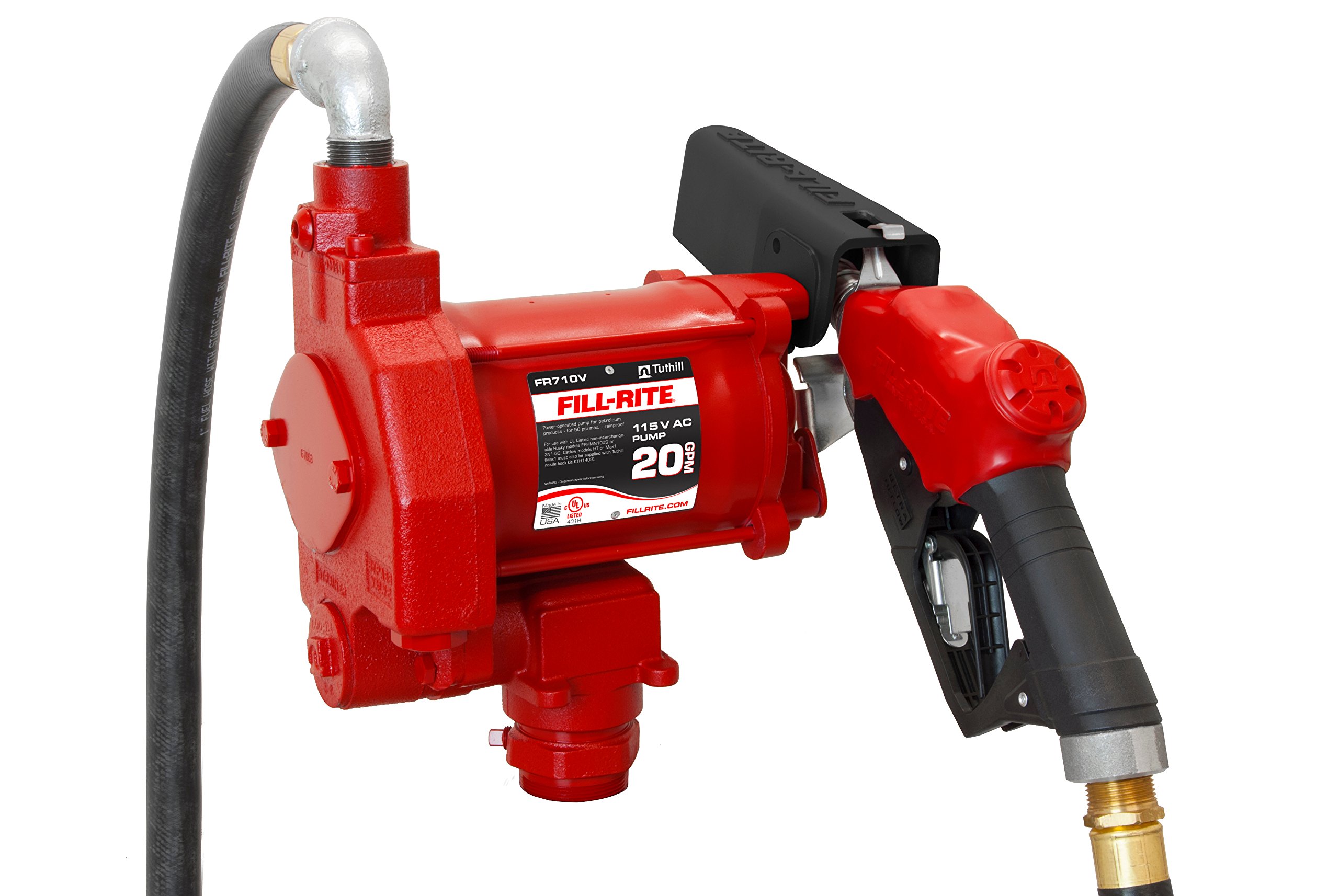Fill-Rite FR710VB 115V 20 GPM Fuel Transfer Pump with Discharge Hose & Automatic Nozzle
